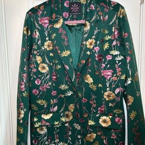 Isaac Mizrahi Floral Multicolor Blazer - gold foil accents